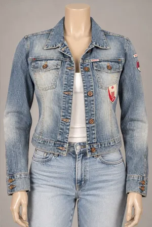 Indigo Red Vintage Y2K Denim Jacket Women’s XL Light Wash thumbnail 1