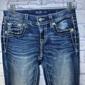 Miss Me Los Angeles Curvy Boot Cut Embellished Beaded Jeans Bling Size 27x29.5 thumbnail 10