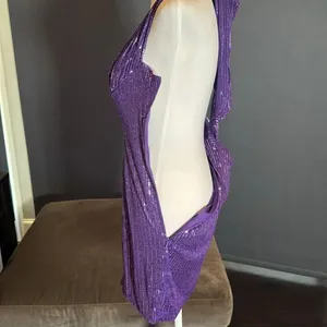 Women’s Purple Fully Sequined Short Prom Party Dress Halter Neck Size 8 NEW thumbnail 6