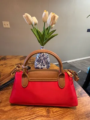 NWT Stunning Red & Tan 2-in-1 Convertible Crossbody Handbag | Chic Top Handle Ba thumbnail 6
