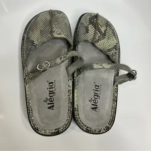 Alegria‎ snake skin print mary Jane mules gray cream size 39 thumbnail 6