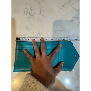 Michael Kors leather small envelope wallet snap closure turquoise 2017 preppy thumbnail 15