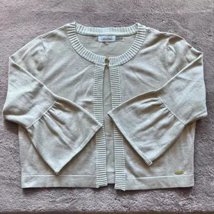 Calvin Klein Womens Beige Bell Sleeve Cropped Cardigan Sweater Size Large thumbnail 1
