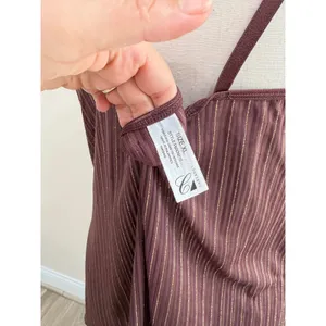 Cabernet Womens XL Brown Gold Metallic Pinstripe Camisole V-Neck Sheer Top thumbnail 6