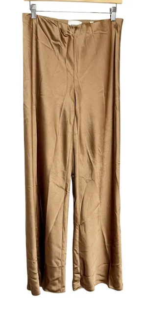 Vince Bronze Golden Brown Satin Wide Leg Culotte Pants Size Medium thumbnail 1