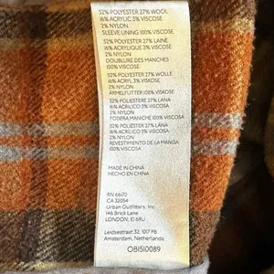 Free People Wool Mari Tartan Plaid Blazer Winter Wheat Small Dark Academia thumbnail 13