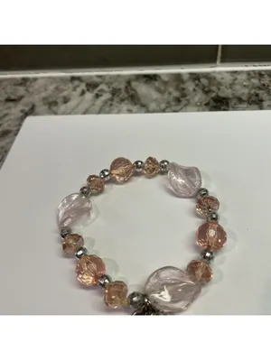 Alexa’s Angel Costume Jewelry Bracelet Beaded Stretch Pink Bead Heart Locket thumbnail 2