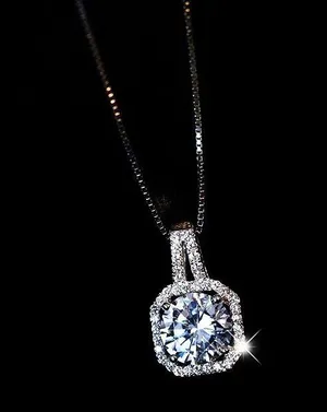 Necklace pendant chain 16” silver new Diamond Cz bling thumbnail 1