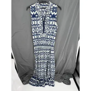 Lola Australia Maxi Dress S Blue White Morocco Ikat Cotton Beach‎ Wedding Guest thumbnail 5