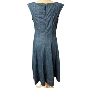 Pilcro by Anthropologie Denim Fit & Flare Dress Pockets Cap Sleeves, Size 8 thumbnail 3