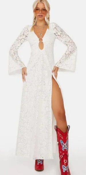 💕FOR LOVE AND LEMONS💕 Frances Lace Maxi Dress ~ White Small S NWT thumbnail 1