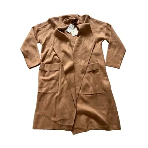 By Design Camel Long Open Front Coatigan Cardigan Pockets L M16512M Minimalist thumbnail 4