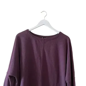 H by Bordeaux Burgundy Lightweight Cropped Stretchy Soft Womens Sweater SZ L thumbnail 3