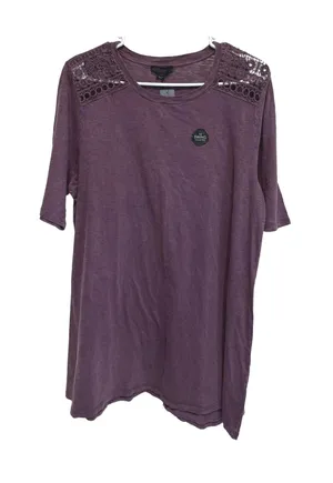 Lane Bryant Swing Collection Crochet Shoulder Purple Tee Plus Size 14/16 thumbnail 1