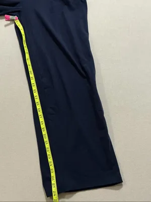 Wide-Leg High-Rise Pants in Navy with Crossover Waistband thumbnail 5