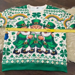 Source Unknown New green St. Patrick's Day leprechauns crewneck sweatshirt Sweater Size XXL thumbnail 3