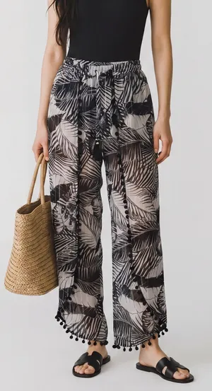 Club Z Wide Leg Beach Pant Sheer Cover Up Resortwear vacation poolside thumbnail 1