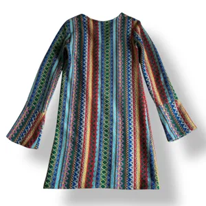 American Vintage Vintage Psychedelic Knit‎ Duster Cardigan Rainbow ZigZag Stripe Bell Sleeve XS-S thumbnail 4