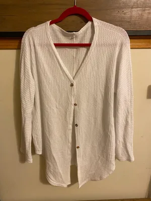 White Cardigan Sweater Size XL thumbnail 1