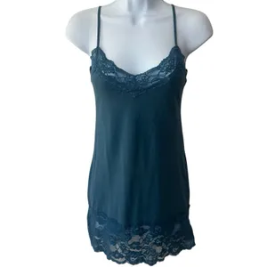 Y2K Wet Seal Lace Trim Tank Camisole Turquoise Feminine Dainty Summer Festival M thumbnail 2