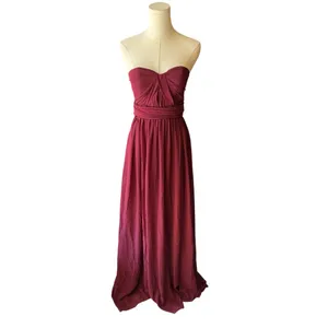 Birdy Grey - NWT Grace Chiffon Cabernet Strapless Bridesmaid Gown Sz XS thumbnail 2