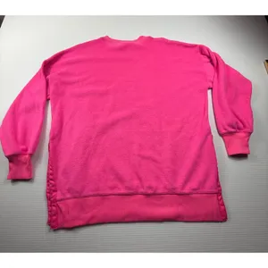 Aerie Women Neon Pink Oversized Side Slit Crewneck Sweatshirt Small S‎ Pullover thumbnail 6