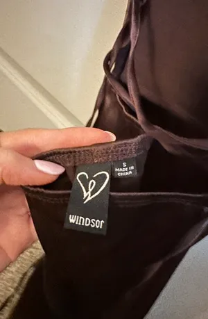 Windsor Brown Satin Mini Dress thumbnail 3