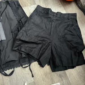 NWT house of Harlow‎ Black Lace Trim Vest and Shorts Set size xs thumbnail 3