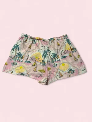Cynthia Rowley Pink Tropical Palm Print Sleep Shorts thumbnail 2