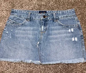 Aeropostale Light Blue Distressed Denim Mini Skirt thumbnail 1