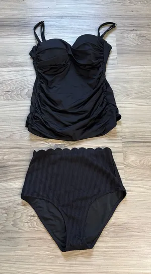 Aerie Black High-Waisted Scallop Bottom Size XS w/ Apt. 9 Ruched Tankini Size 6 thumbnail 1