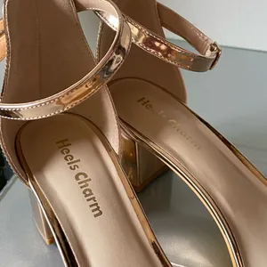 Heels Charm Gold Block Heel Sandals Size 10 thumbnail 7