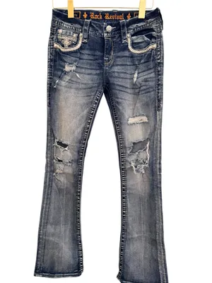 Rock Revival Betty Boot Distressed Embellished Jeans 27 thumbnail 3