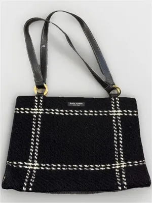 kate spade Vintage Y2K Made in Italy Black and White Plaid Wool Tweed Bag. thumbnail 1
