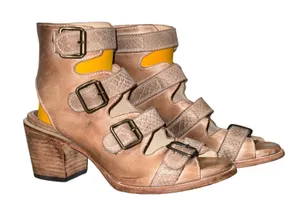 Freebird Quail Leather Snakeskin Gladiator Heels Boho Western Cowgirl Festival thumbnail 1