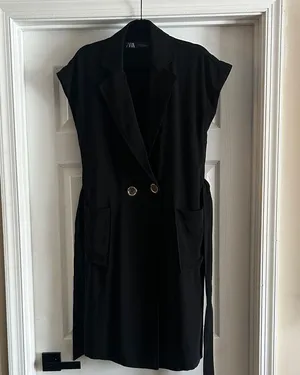 Zara Black Double-Button Sleeveless Blazer Vest thumbnail 1