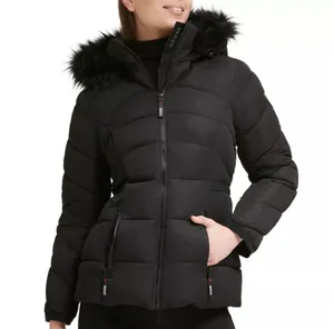 Guess Green Faux-Fur-Trim Hooded Puffer Coat sz L thumbnail 1