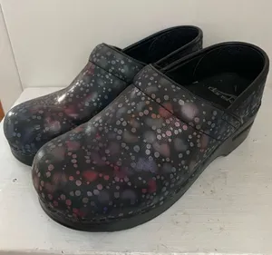 Dansko Black Multi Slip-On Clogs with Dot Pattern thumbnail 1