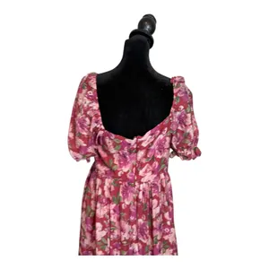 Storia Floral Ruffle Maxi Dress Women L Sweetheart Neck Puff Sleeve Cottage Romantic thumbnail 6