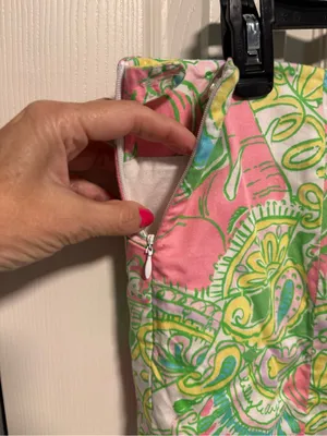 Lilly Pulitzer Pink Green Paisley Print Cotton A-Line Skirt Size 6 thumbnail 5