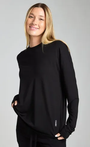 Comfrt Cloud Lounge Long Sleeve Tee Black Size XS Soft Stretch Athleisure thumbnail 1