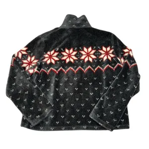 Barrage Authentic fair isle red grey full zip fuzzy jacket women’s size XL thumbnail 2