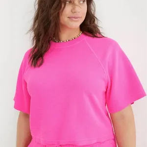aerie Short Sleeve Thermal Tee in Hot Pink thumbnail 1