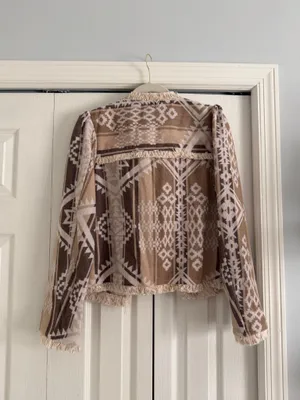 NWT NanaMacs Boho Fringe Jacket with Geometric Patterns thumbnail 6