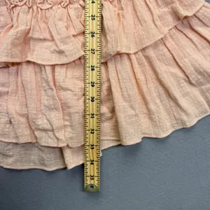 MISA Los Angeles Peach Cotton Rayon Ruffle Mini Dress Grommet‎ Crochet Small thumbnail 5