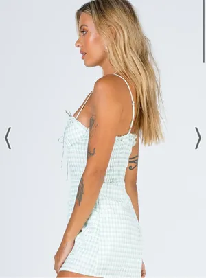 Princess Polly Green Plaid Romper thumbnail 3