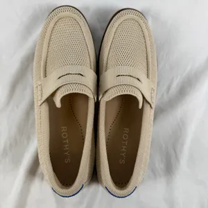 EUC Rothys The Penny Loafer Sand Beige Knit Casual Neutral Minimalist Loafers 8 thumbnail 6