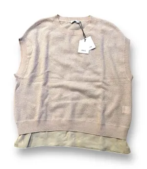 NWT VINCE Cashmere Wool Chiffon Trim Sleeveless Sweater thumbnail 1