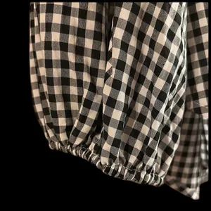 A New Day Black and White Gingham V-Neck Puff 3/4 Sleeve Oversized Top thumbnail 8