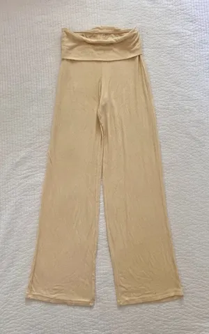 Ultra Flirt Butter yellow foldover lounge pants thumbnail 1